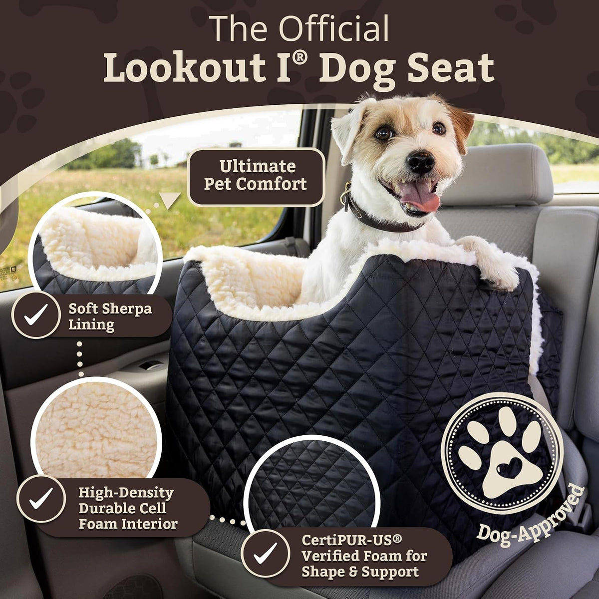Snoozer Lookout I Car Seat, Dog Car Seats for Small Dogs - Black Quilted / Small - image 2