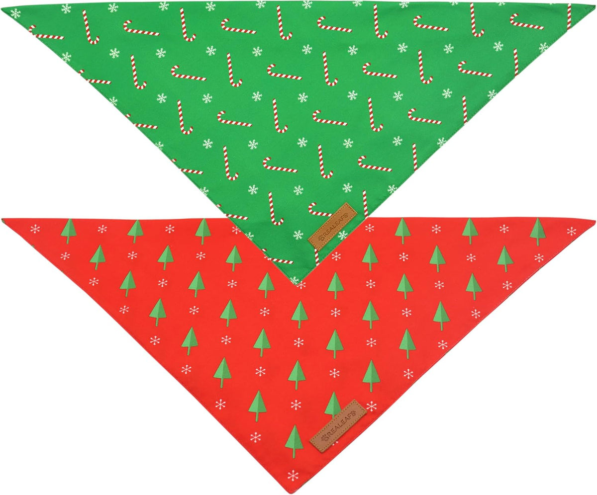 Fall Dog Bandanas 2 Pack, Orange Plaid Pet Scarf for Boy and Girl, Premium Durable Fabric, Holiday - Christmas 1 / Small - image 3