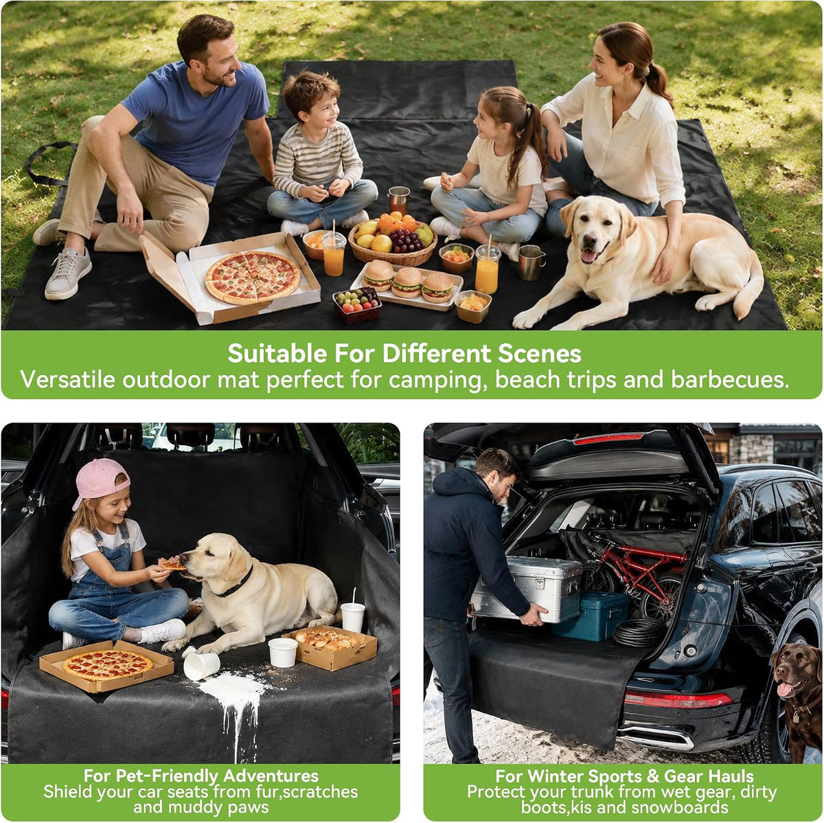 HelloTree SUV Trunk Cargo Liner for Dogs – Essentials for Dogs - Black / 61" x 41" x 13" - image 3