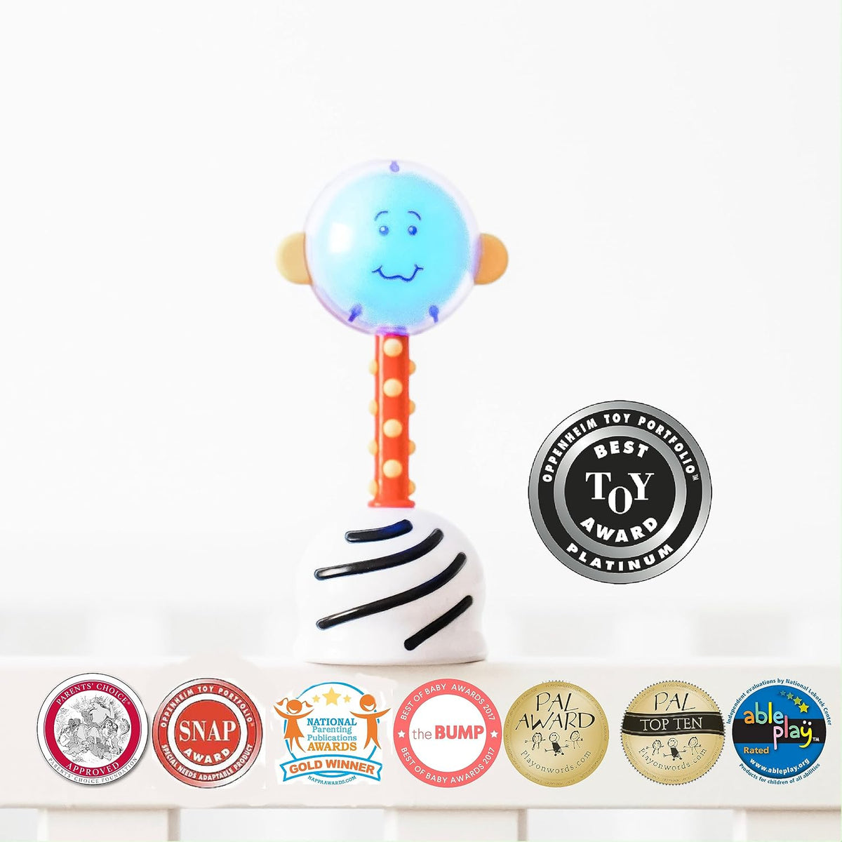 SmartNoggin NogginStik light-up developmental baby rattle with mirror and textured handle - view 4