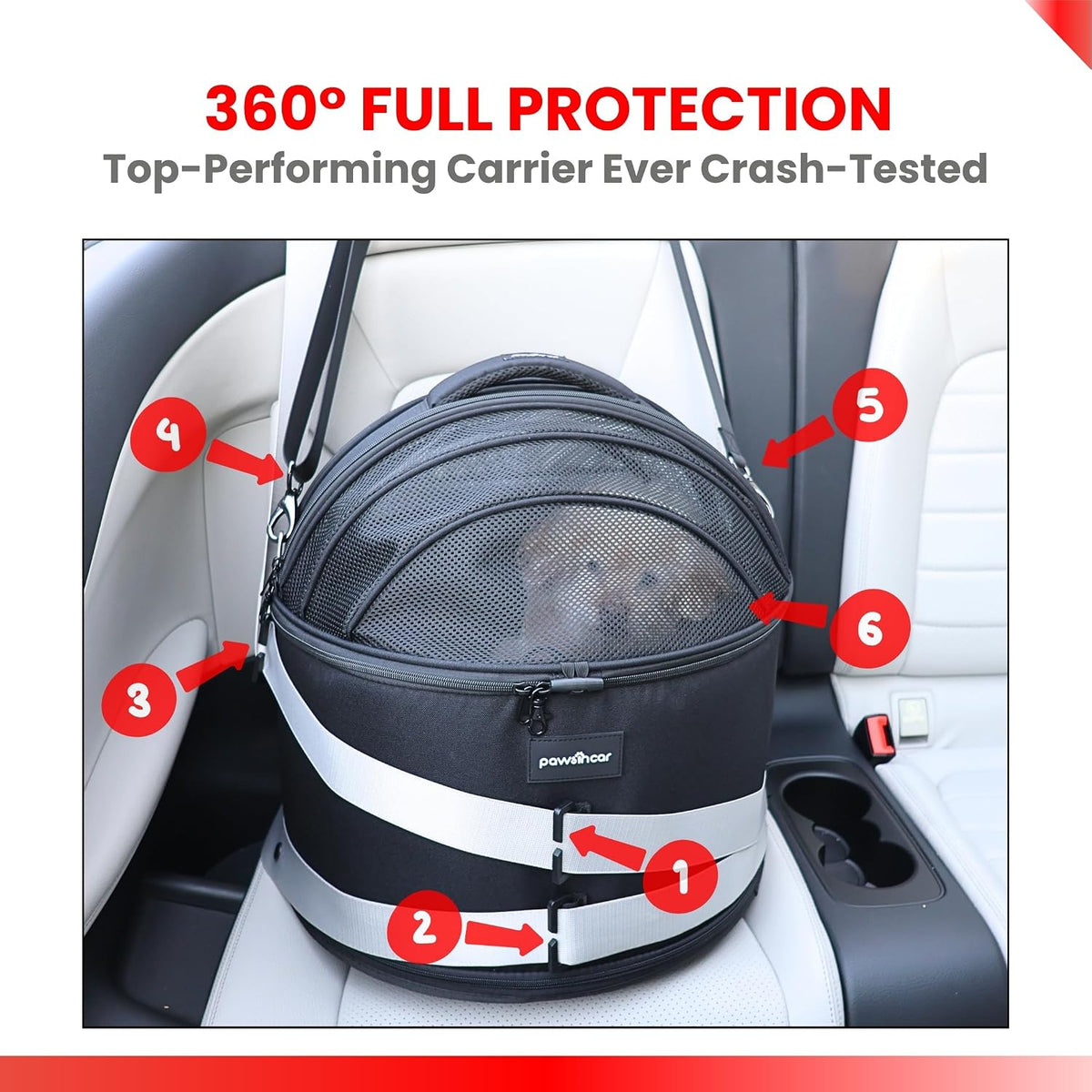 Crash-Tested Small Dog Car Seat, CPS Certified Crash Protection - Black / Medium - image 4