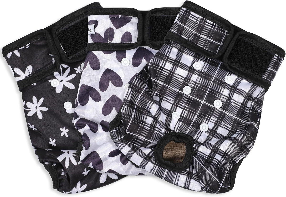 Washable Female Dog Diapers - Large（15"-17"Waist） / Black Heart - image 2