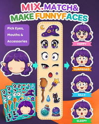 Halloween Stickers for Kids, 24 DIY Face Sheets - Halloween Cute - image 4