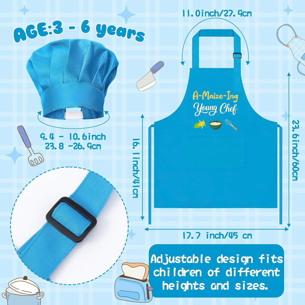 R HORSE Kid Apron and Chef Hat Set - A-maize-ing Young Chef - image 3