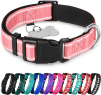 Reflective Neoprene Padded Dog Collar with Quick Release Buckle – Essentials for Dogs - Pink / X-Large