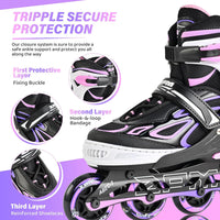 2PM SPORTS Adjustable Inline Skates for Kids, Youth and Adults - Purple Pink / Medium - Big Kid (13.5C-4 US) - image 4
