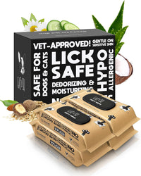 G.A.S Lick-Safe Daily Pet Wipes for Dogs and Cats, Unscented - 1 Count (Pack of 400) / Grooming Wipes