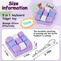 XiawaLangzhuo cat paw keyboard fidget toy, 9-in-1 clicker keychain in white and purple - view 11