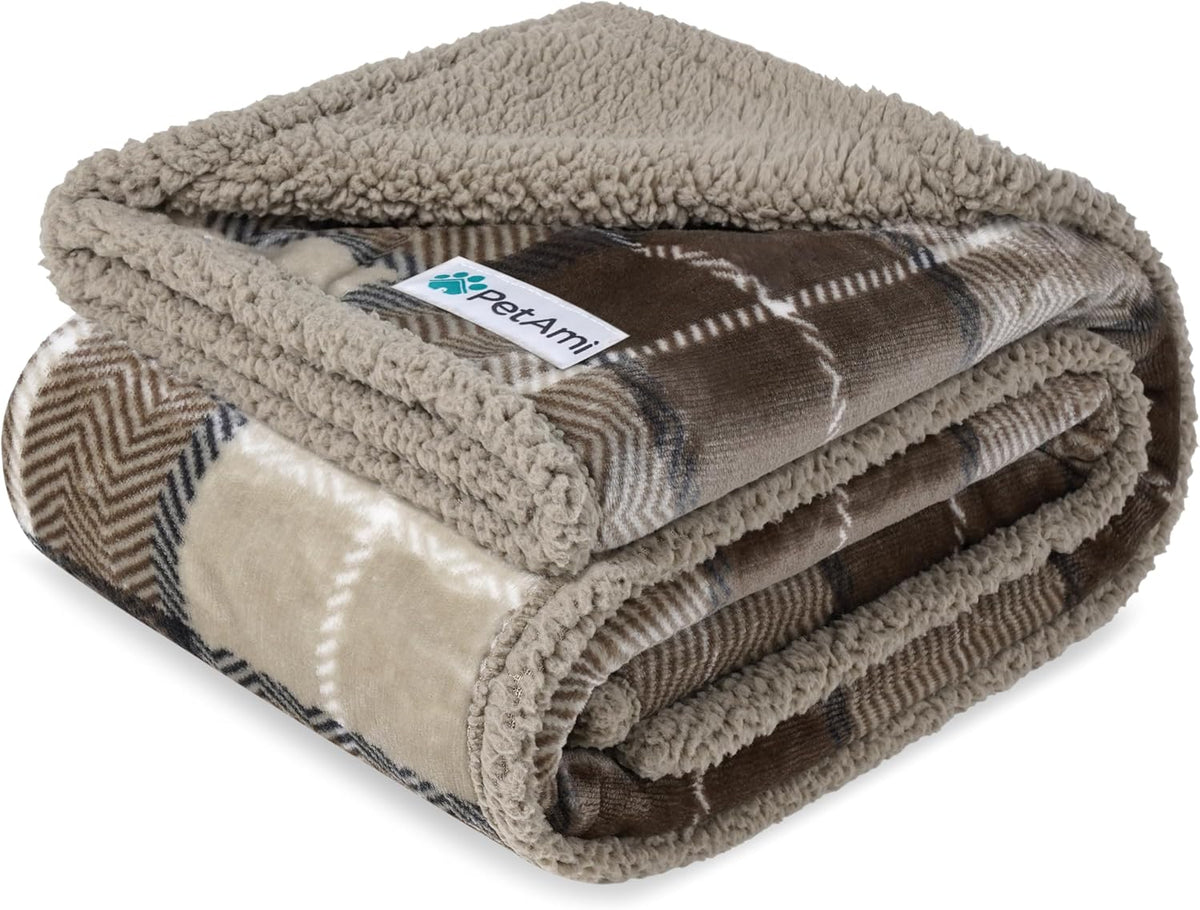 PetAmi Waterproof Dog Blanket for Medium Large Dog Pet, 60x40 - Large 60 X 40 Inches / Plaid Taupe