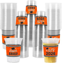 Gatherfun 100 Pcs 16oz Football Plastic Cups - Orange