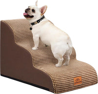 Zerbuger Dog Ramp and Stairs for Bed, Coffee 3 Steps 16" H - Coffee / 3