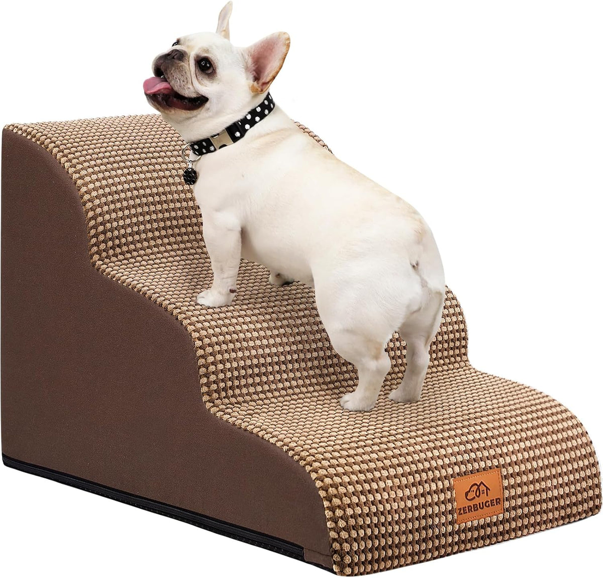 Zerbuger Dog Ramp and Stairs for Bed, Coffee 3 Steps 16" H - Coffee / 3