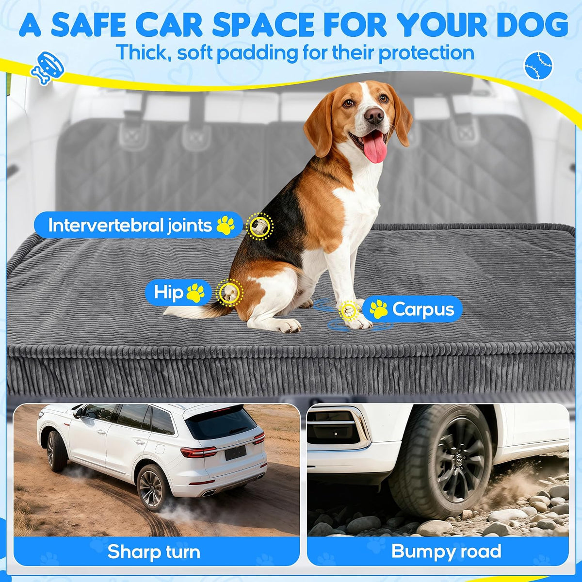 Dog Car Bed, Non-Slip Backseat Extender Pet Mat 50"x24.6"x2" – Essentials for Dogs - XL（56"Lx28.7"M×4"H) / Dark Gray - image 2