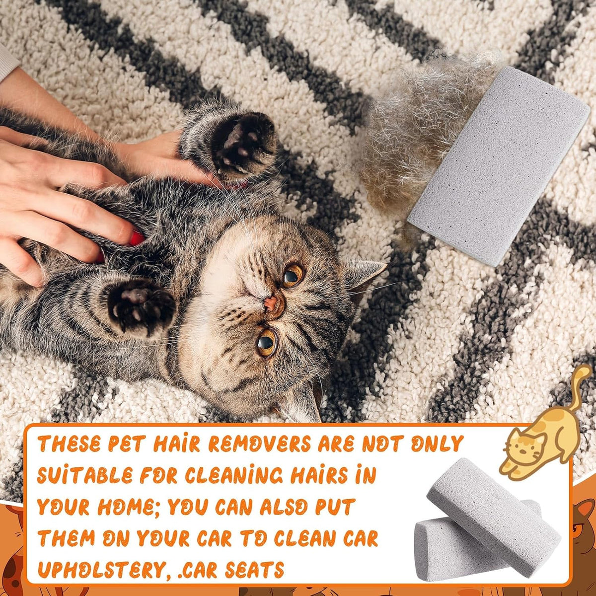 Abbylike 6 Pcs Pet Hair Remover Stone - 6 / Gray / 3.74 x 1.97 x 1.38 Inch - image 4
