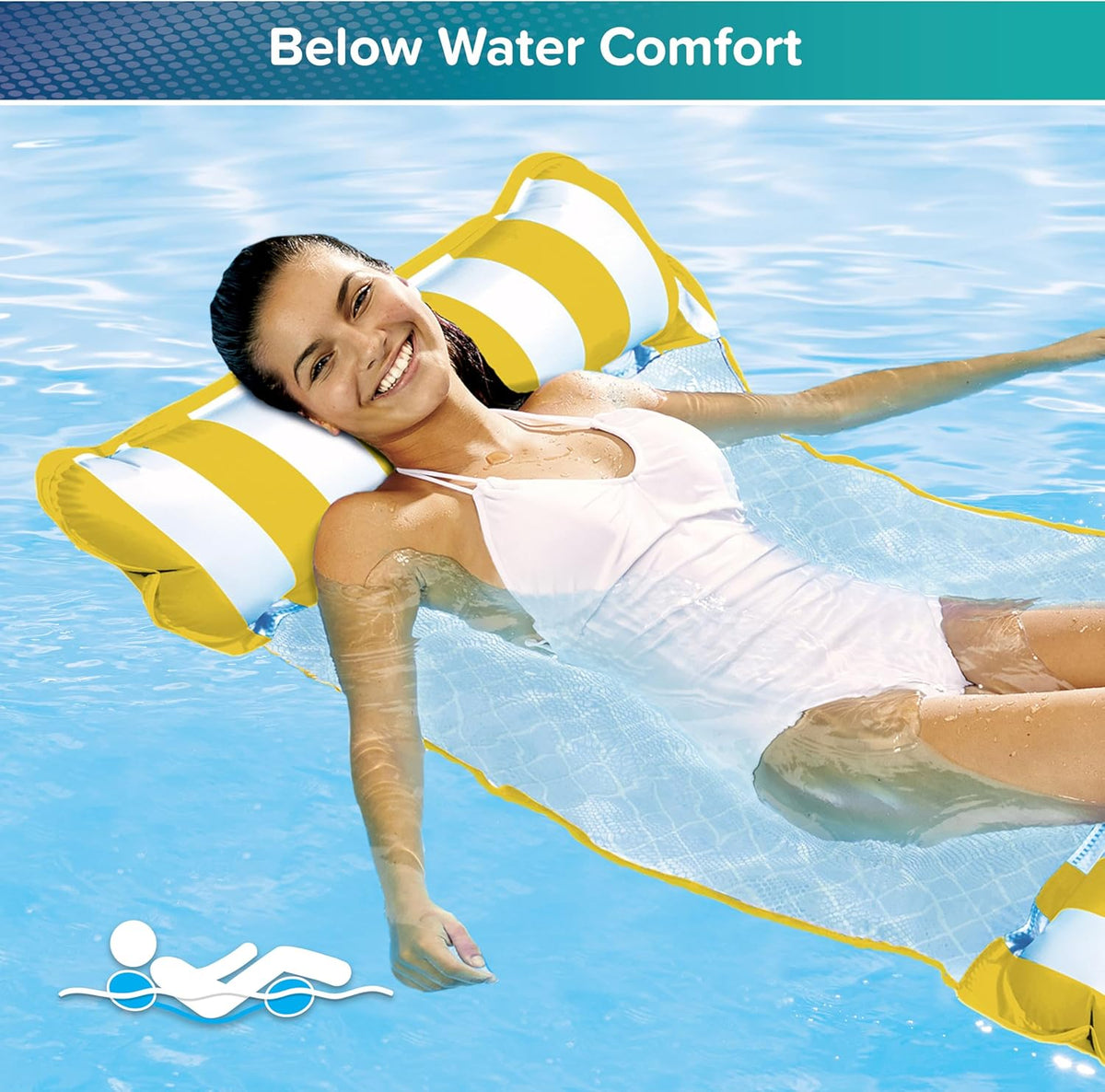 Aqua 4-in-1 Monterey Hammock Pool Float & Water Hammocks - Golden Sunshine / Monterey Hammock / 1 Pack - image 2