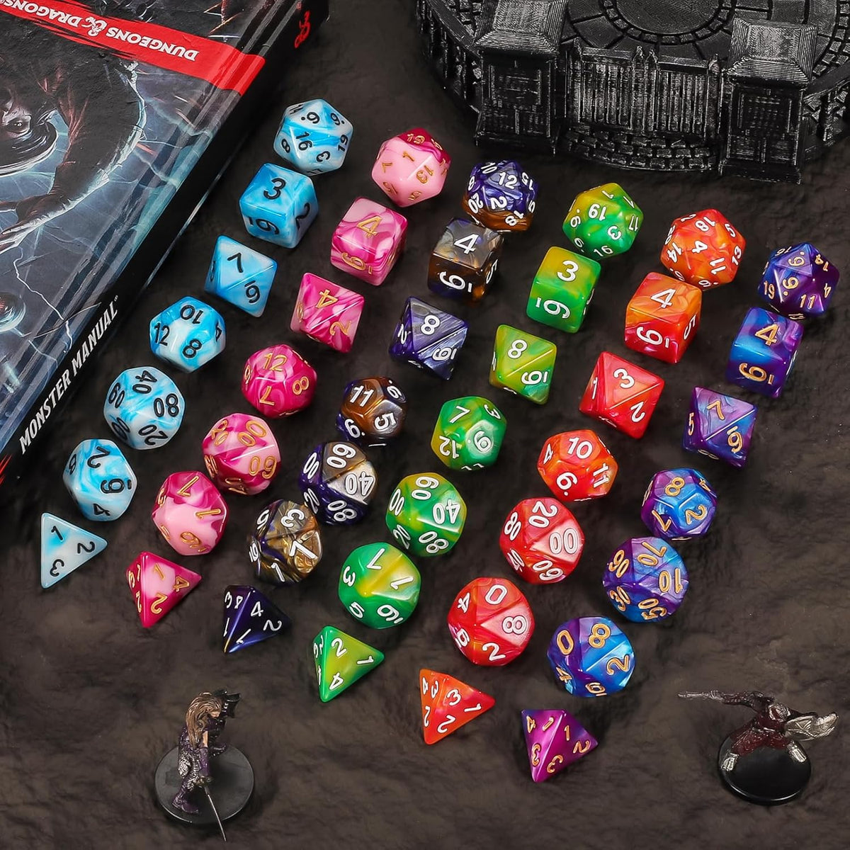QMay 7 Sets Polyhedral Dice - 6 Colors a (42pcs) - image 2