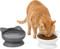 Kitty City Elevated Cat Bowls - White & Gray / Large - image 2