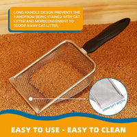 Cat Litter Scoop Stainless Steel Mesh Scooper Long Handle Deep Shovel - Hole:5mm/Regular Cat Litter Scoop - image 3