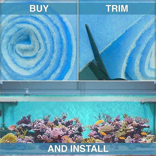 Big Kahuna Aquarium Filter Floss Rolls – 12-inch Pond and Aquarium Filter Media – 1-inch Thick Wet/Dry Aquarium Filter Pad – 10ft - Bonded Filter Media Pad for Freshwater or Marine Aquariums, Ponds