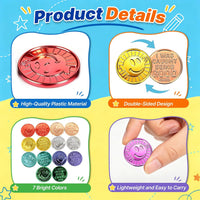 Geodurn 100 plastic pirate gold coins with embossed pirate design - view 8