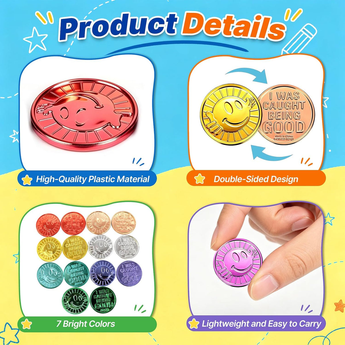 Geodurn 100 plastic pirate gold coins with embossed pirate design - view 8