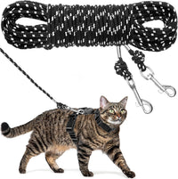 Long Cat Leash Reflective Pet Rope for Yard Walking Training Outdoor - black / 15 ft