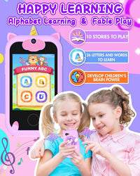 Joozfee kids smart phone toy in pink with unicorn design, dual camera and lanyard - view 7