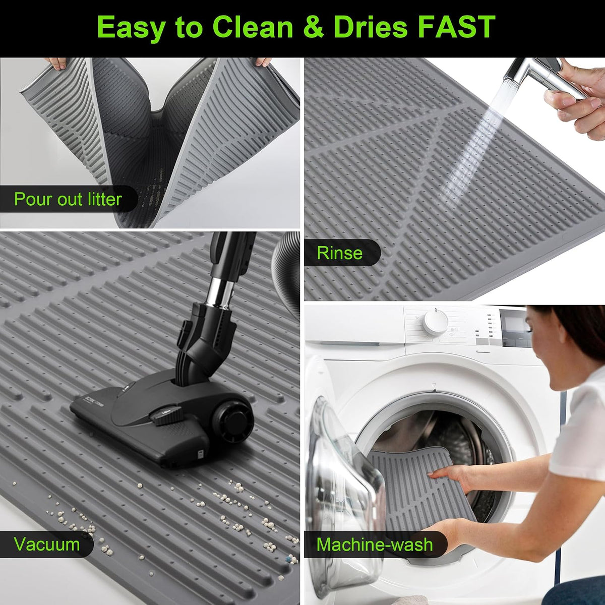 Rubber Cat Litter Mat Litter Box Mat - Grey / XL-28" x 20" Thickened - image 2