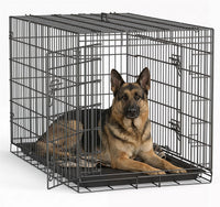 FDW, 48" Foldable Metal Dog Crate, Cage for XL Dogs - Dark Black / 48 Inch Double Door