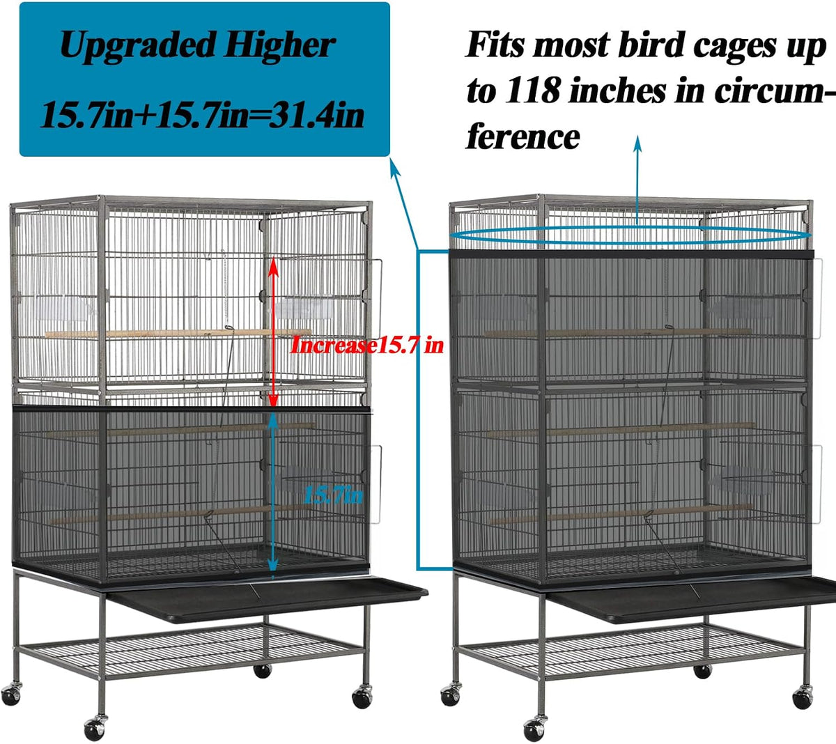 Large Bird Cage Seed Cather - 118*31.5in-black - image 2