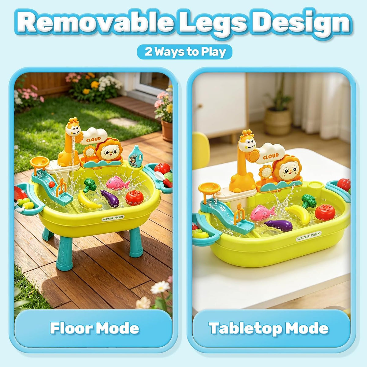 CUTE STONE Color Changing Play Kitchen Sink Toys - Light Green - image 2