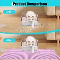 Cat Litter Mat 35"x24", Double Layer Waterproof Litterbox Mat - 26" x 46.5" / Pink - image 3