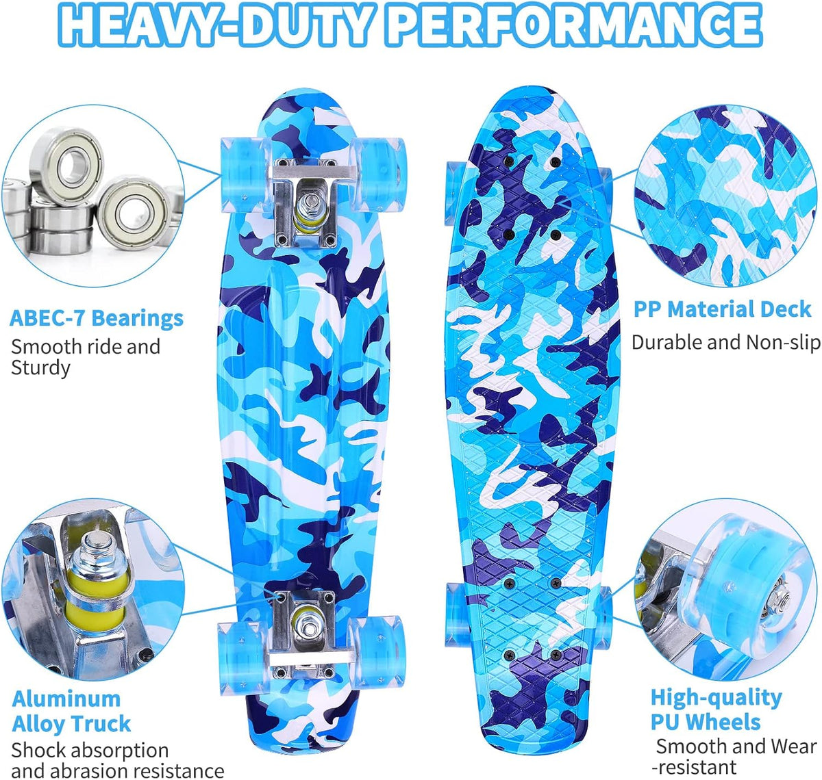 Skateboards, 22" Complete Skateboard - BLUE - image 3
