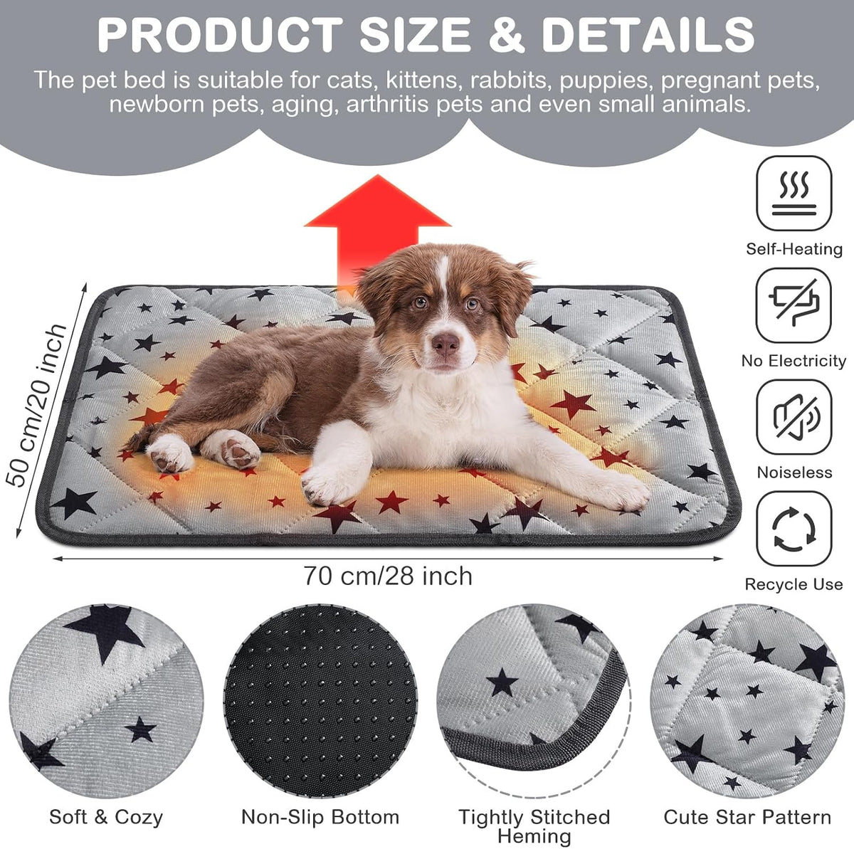 4 Pack Self Warming Cat Bed - Gray / 20'' X 27.5'' / Rectangle - image 2