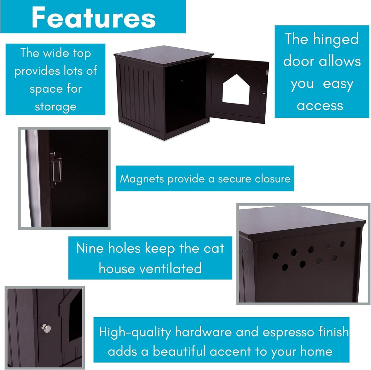 INTERNET'S BEST Decorative Cat House & Side Table, Nightstand