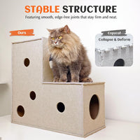 PETKARAY Cat Tunnel, Original Cat Hideaway Cave for Indoor Cats - L-shape Tunnel / Beige - image 4