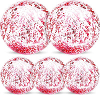 TURNMEON 5 Pack Sequins Beach Balls 16 Inch 24 Inch Pool Party - Pink / 2 pcs 24inch+3 pcs 16inch
