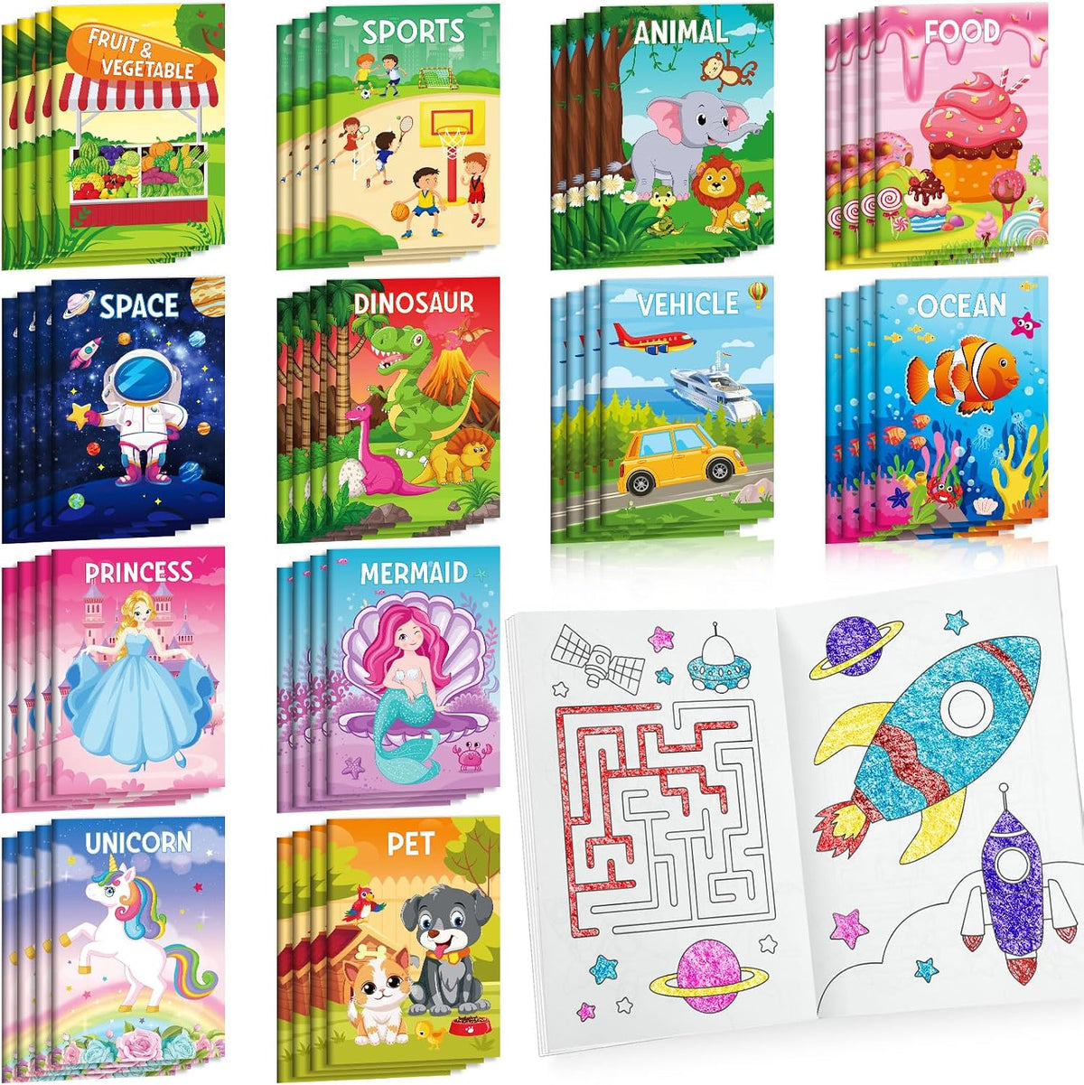 BenLouis Mini Coloring Books Bulk for Kids Ages 4-8-12 （24pcs Classic） – Fun for Kids & Family - 60 / Classic