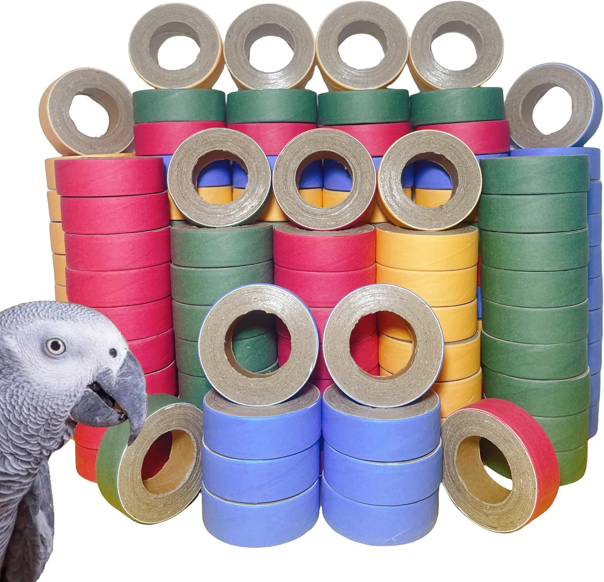 24Pcs Fatty Bagels Bird Toys for Parrots Durable Cardboard Chewing - 120PCS