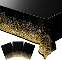 Stone Wall Table Covers, 54"x108" XL, Medieval Party Decorations - Black Gold (Pack of 3)
