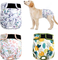 Reusable Dog Diapers Female Washable 3 Pack S Flowers for Heat – Essentials for Dogs - Dark Series / S(Newborn-11.5"Waist) / 3