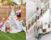 Pennant Banner Flags Pastel for Birthday Classroom Outdoor 4 Strings – Fun for Kids & Family - Mixed (Pastel) - image 3