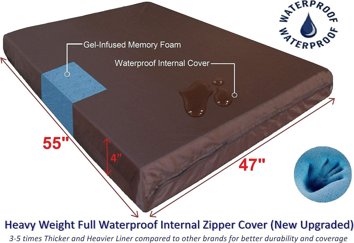 Extra Large Orthopedic Memory Foam Dog Bed for Large Dogs - 55.0"L x 47.0"W x 4.0"Th / Navy Blue - image 2