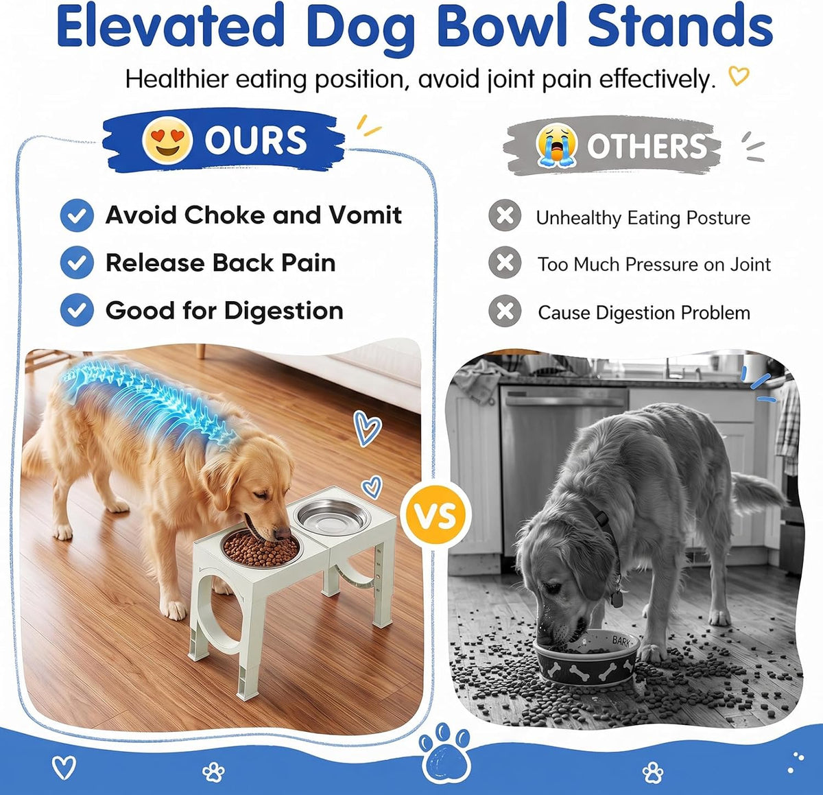 XIAZ Elevated Dog Bowls Large Breed Raised Dogs Bowl Stand - B-White / Basic - image 3