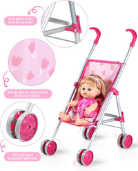 GAGAKU foldable baby doll stroller with 12 inch doll and care accessories - view 23