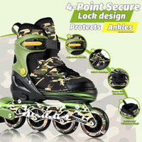 Kuxuan Boys Adjustable Inline Skates with Light up Wheels for Kids - Sand / Large(Kids 3-6 US) - image 2