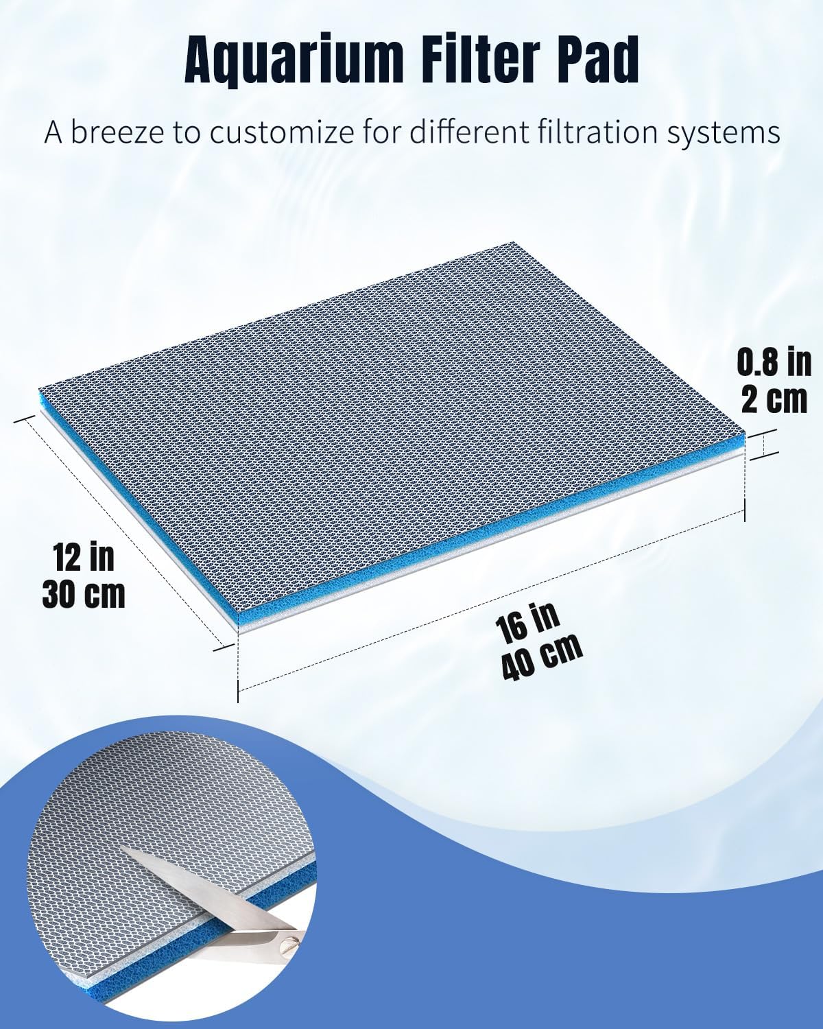 Pawfly 8-Layer Aquarium Filter Pad 16 x 12 Inch Cuttable Aquarium - 16" x 12" x 0.8" 1 Pack - image 3