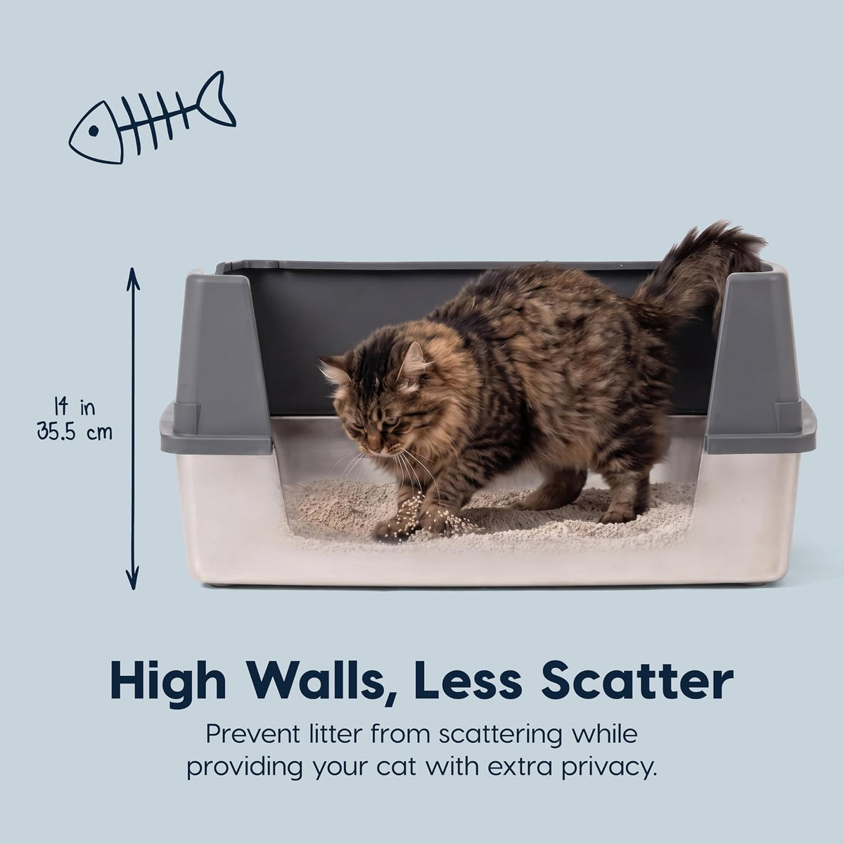 IRIS USA XX-Large High Sided Cat Litter Box, Scatter Shield - XXL / Stainless Steel - image 3