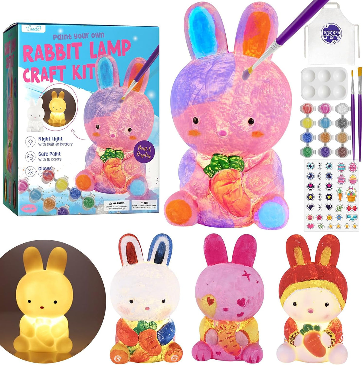 Paint Your Own Cat Lamp Kit, Crafts for Kids Ages 6-12 - Bunny