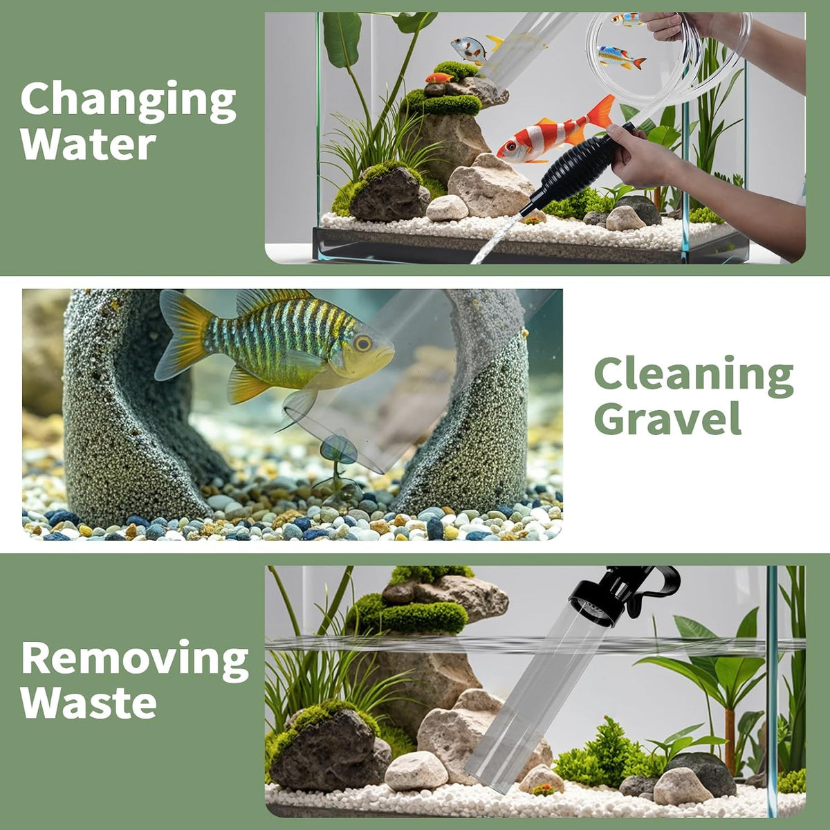 4.3ft Aquarium Siphon Vaccum Cleaner Fish Tank Water Changer Kit – Essentials for Fish - 5ft - image 4